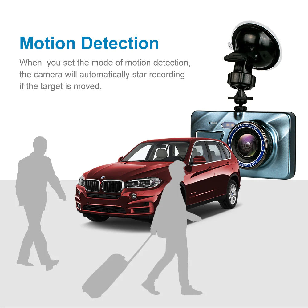 HD 1080P Coche Dual Lens Dash Cam 4" DVR Grabador Cámara delantera y trasera Visión nocturna