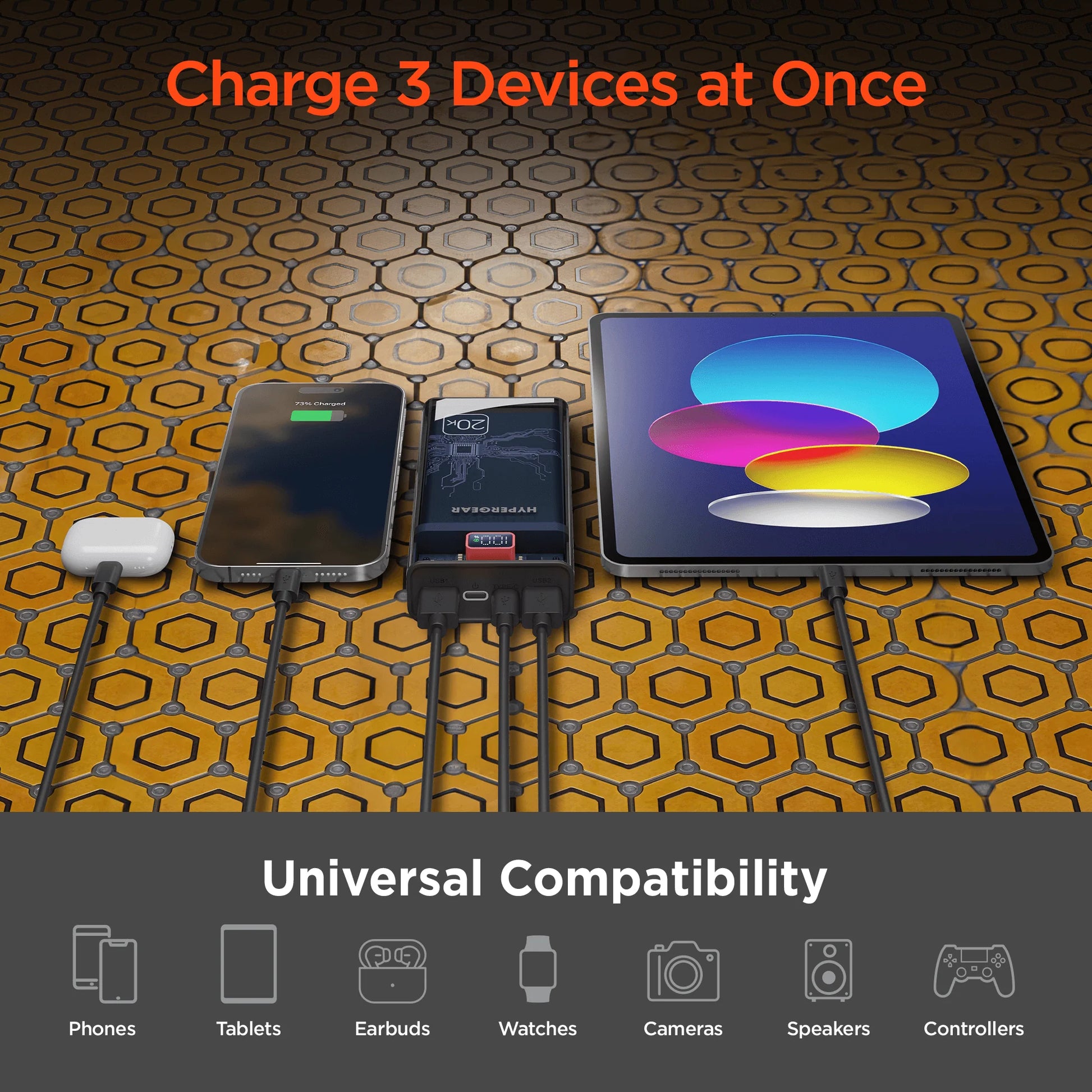 yperGear ClearCharge XL 20000mAh Banco de energía PD transparente