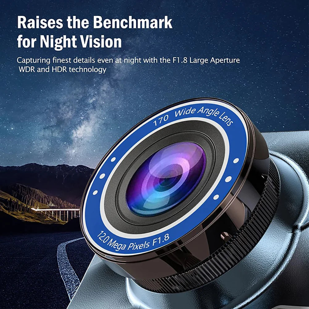 HD 1080P Coche Dual Lens Dash Cam 4" DVR Grabador Cámara delantera y trasera Visión nocturna