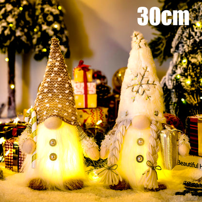 30Cm Glowing Gnome Christmas Decorations 2024 Faceless Plush Dolls Elf Home Ornaments Navidad New Year 2024 Gift