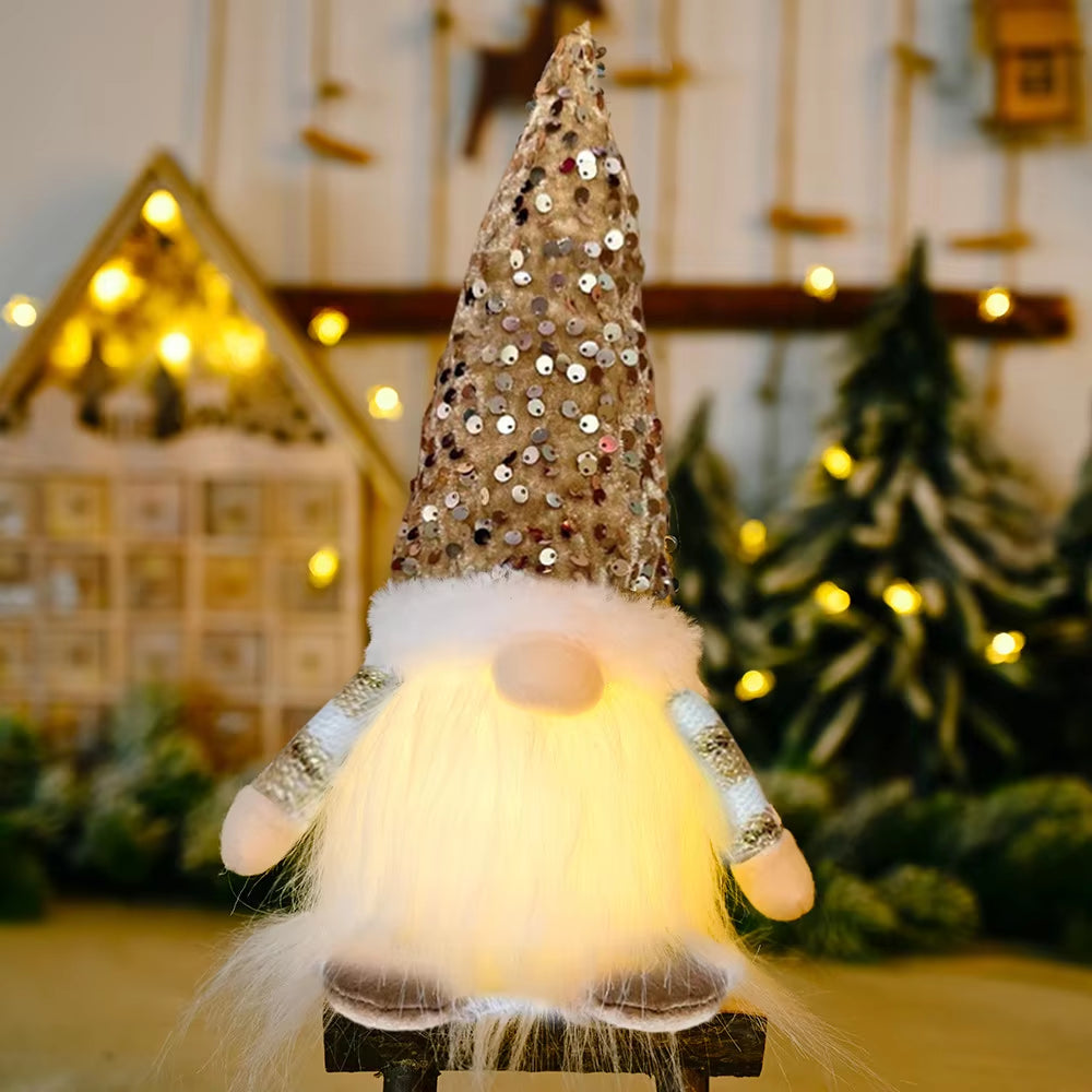 30Cm Glowing Gnome Christmas Decorations 2024 Faceless Plush Dolls Elf Home Ornaments Navidad New Year 2024 Gift
