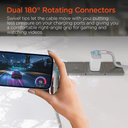 Cable USB-C Carga Rápida 100W Hypergear 12 Pies con Conector Giratorio 180°