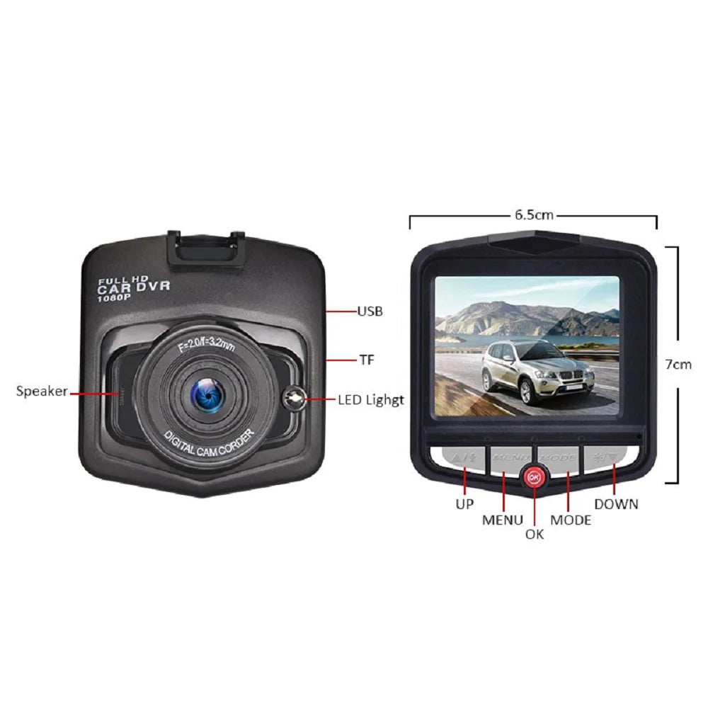2.4 '' Full HD 1080P Dash Cam Car DVR Cámara delantera o trasera Visión nocturna Sensor G