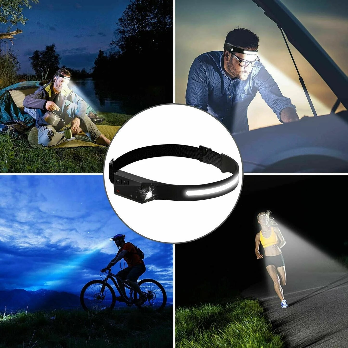 Faro LED USB Recargable Banda de cabeza