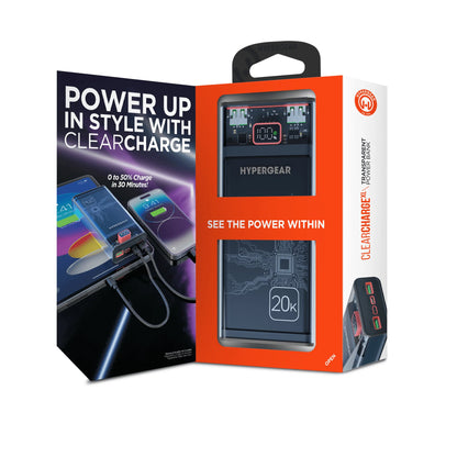 yperGear ClearCharge XL 20000mAh Banco de energía PD transparente