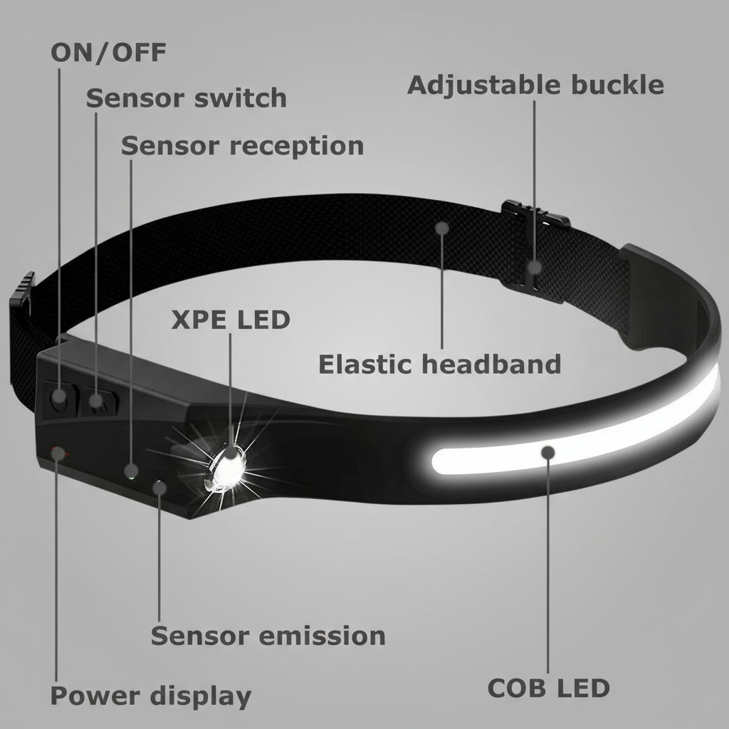 Faro LED USB Recargable Banda de cabeza