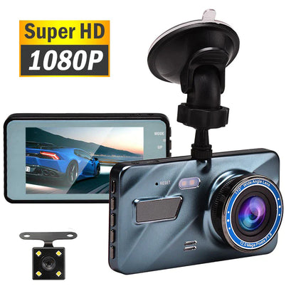 HD 1080P Coche Dual Lens Dash Cam 4" DVR Grabador Cámara delantera y trasera Visión nocturna