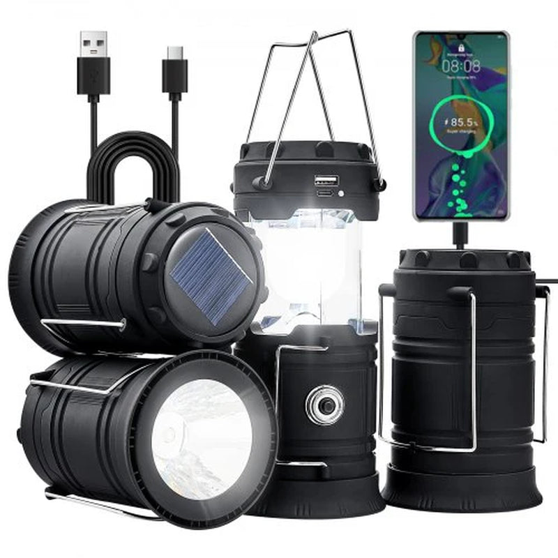 Linternas LED para acampar, portátiles, recargables, como banco de baterías, 4 unidades.